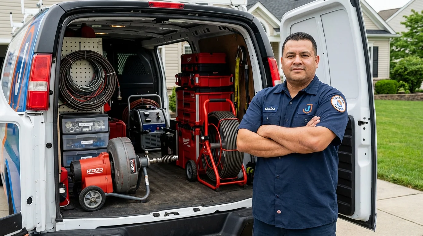 Professional drain cleaning equipment and Johns Plumbing LLC plumber in Chevak