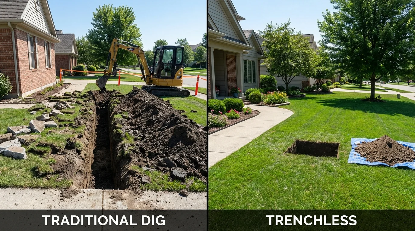 Trenchless sewer repair with minimal yard damage versus traditional excavation in Chevak, AK